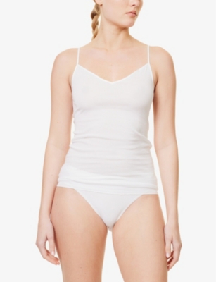 Shop Hanro Womens White Seamless Cotton Camisole