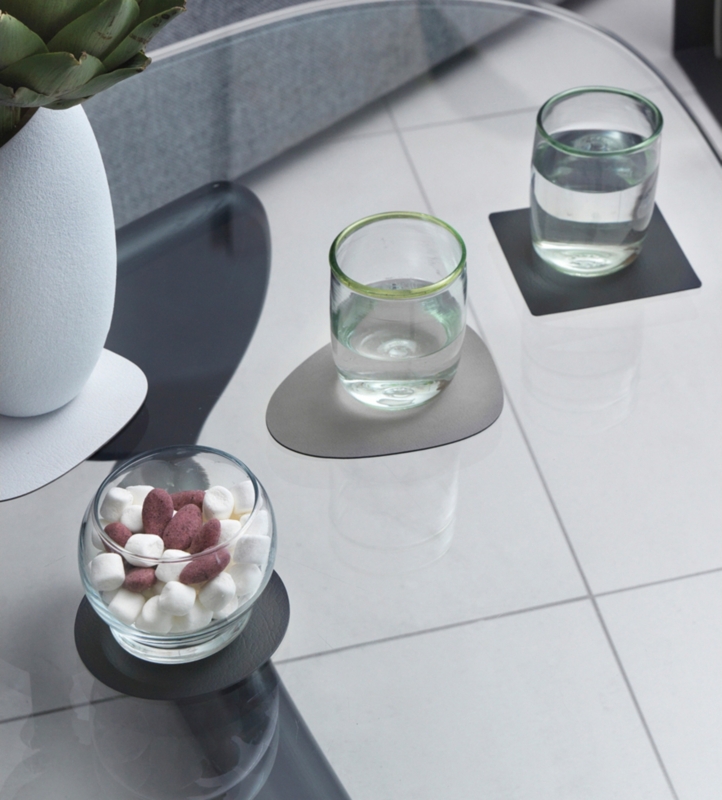 Square leather glass mat