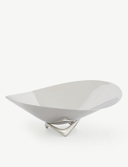 GEORG JENSEN: Henning Koppel stainless steel wave bowl 16.9cm x 42cm