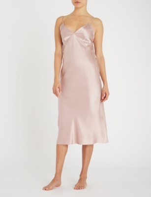 oyster satin cocktail dress