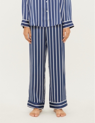 Asceno Exclusive Pinstripe Silk Satin Pyjama Bottoms Selfridges Com