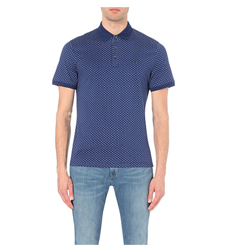 MICHAEL KORS   Geometric print cotton jersey polo shirt