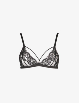 COCO DE MER Seraphine silk-blend satin and lace underwired plunge bra