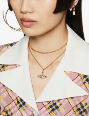 VIVIENNE WESTWOOD JEWELLERY Bas Relief Orb mini yellow gold-toned brass and Swarovski crystal necklace