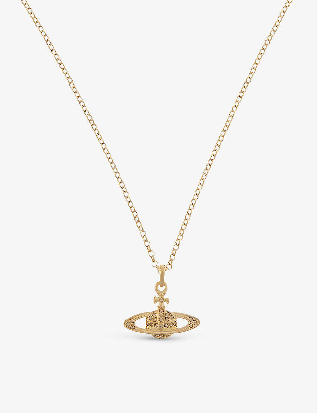 VIVIENNE WESTWOOD JEWELLERY - Bas Relief Orb mini yellow gold-toned brass  and Swarovski crystal necklace | Selfridges.com