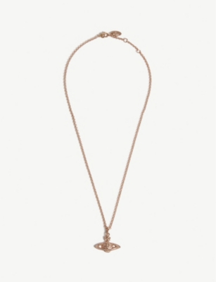 Shop Vivienne Westwood Jewellery Mini Bas Relief Necklace In Silk/rose Gold
