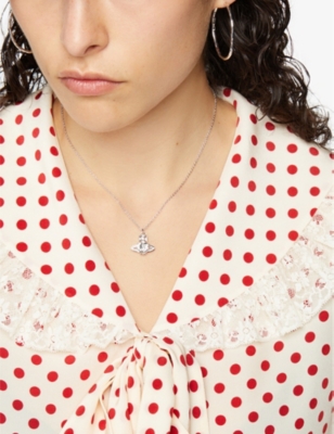 Ariella silver-toned brass, crystal and cubic zirconia pendant necklace