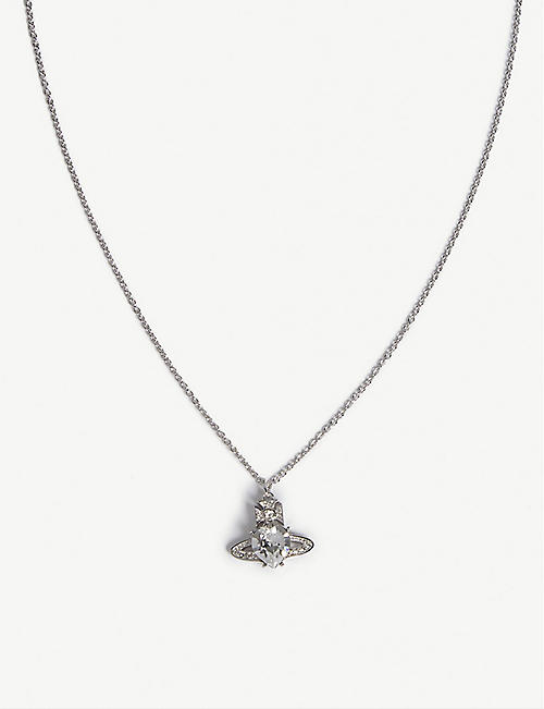 VIVIENNE WESTWOOD JEWELLERY: Ariella silver-toned brass, crystal and cubic zirconia pendant necklace