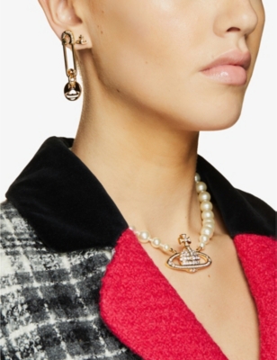 Shop Vivienne Westwood Jewellery Lorelei Silver-toned Brass Stud Earrings In Gold