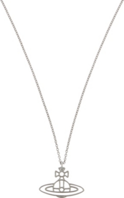 Vivienne Westwood Jewellery Thin Lines Flat Orb Necklace In Silver