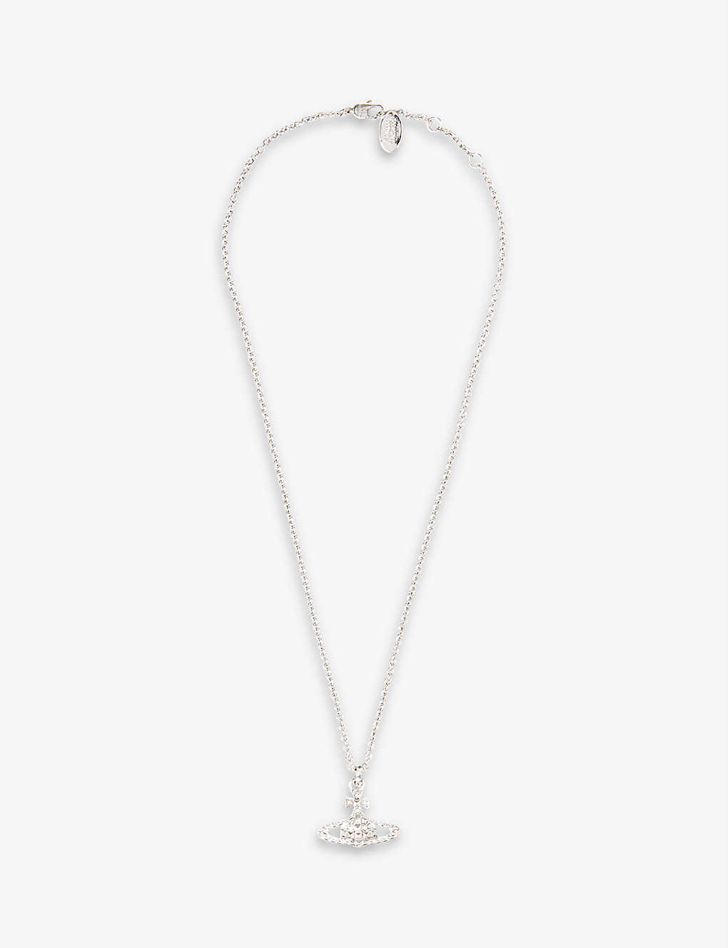 VIVIENNE WESTWOOD JEWELLERY Mayfair Bas Relief rhodium-plated brass and crystal pendant necklace