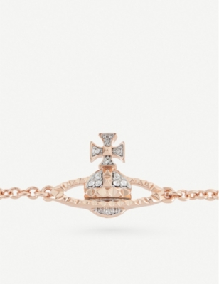 VIVIENNE WESTWOOD JEWELLERY Mayfair Bas Relief rose gold- and rhodium-plated brass and crystal charm bracelet