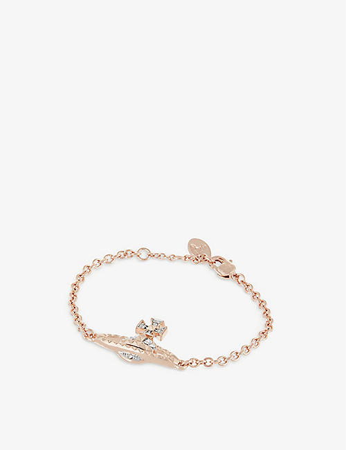 VIVIENNE WESTWOOD JEWELLERY: Mayfair Bas Relief rose gold- and rhodium-plated brass and crystal charm bracelet