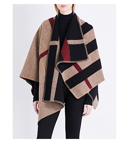 BURBERRY - Mega Check wool & cashmere cape | Selfridges.com