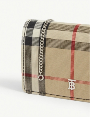 burberry vintage check wallet on chain black