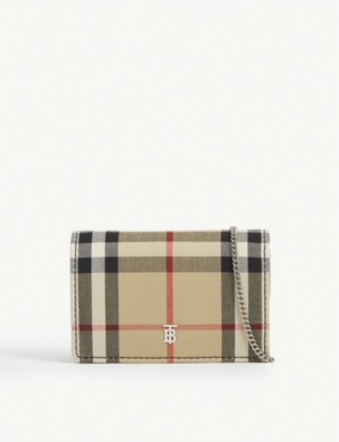 Burberry jessie vintage check & leather card case on chain sale