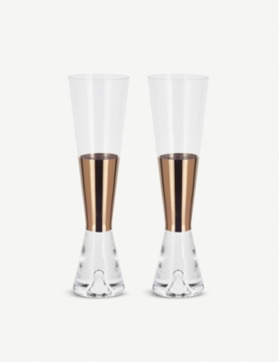 Tom Dixon Tank Champagne Glass Set In Clear, Copper