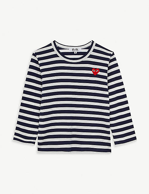 COMME DES GARCONS: Play logo striped long-sleeve cotton T-shirt 2-6 years