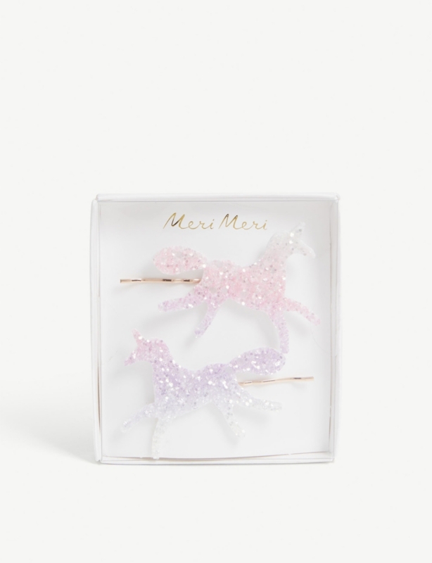 Kids glitter unicorn hair slides set of 2