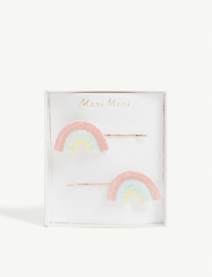 Meri Meri Kids' Glitter Rainbow Hair Clips In Multicoloured