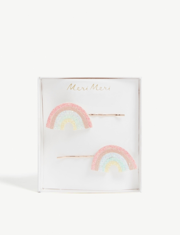 Glitter rainbow hair clips