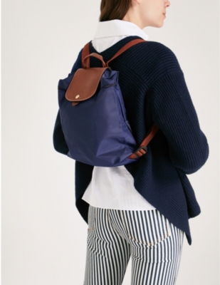 navy blue longchamp backpack