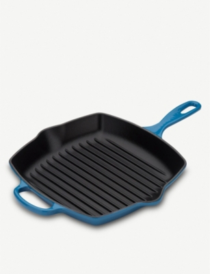 Le Creuset Marshal Blue Signature Square Cast Iron Grillit, Size: 26cm