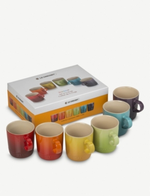 LE CREUSET Rainbow ceramic mugs set of six
