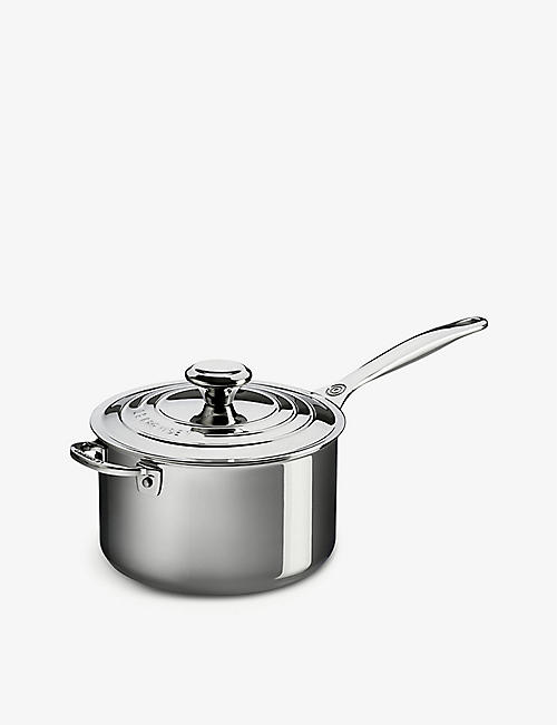 LE CREUSET: Non-stick stainless steel saucepan with lid 20cm