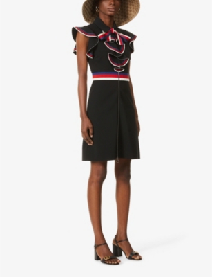 GUCCI Sylvie bow embellished stretch woven mini dress Selfridges