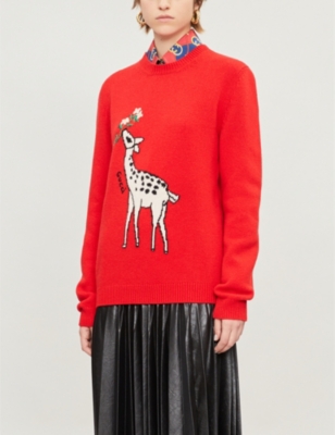 GUCCI - Deer-intarsia wool jumper 