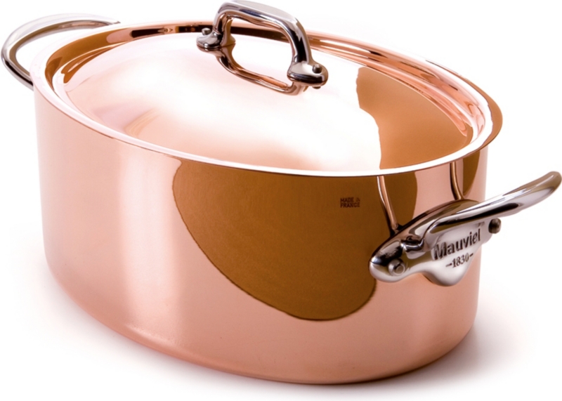 MAUVIEL   Mhéritage copper and stainless steel oval cocotte with lid 30cm