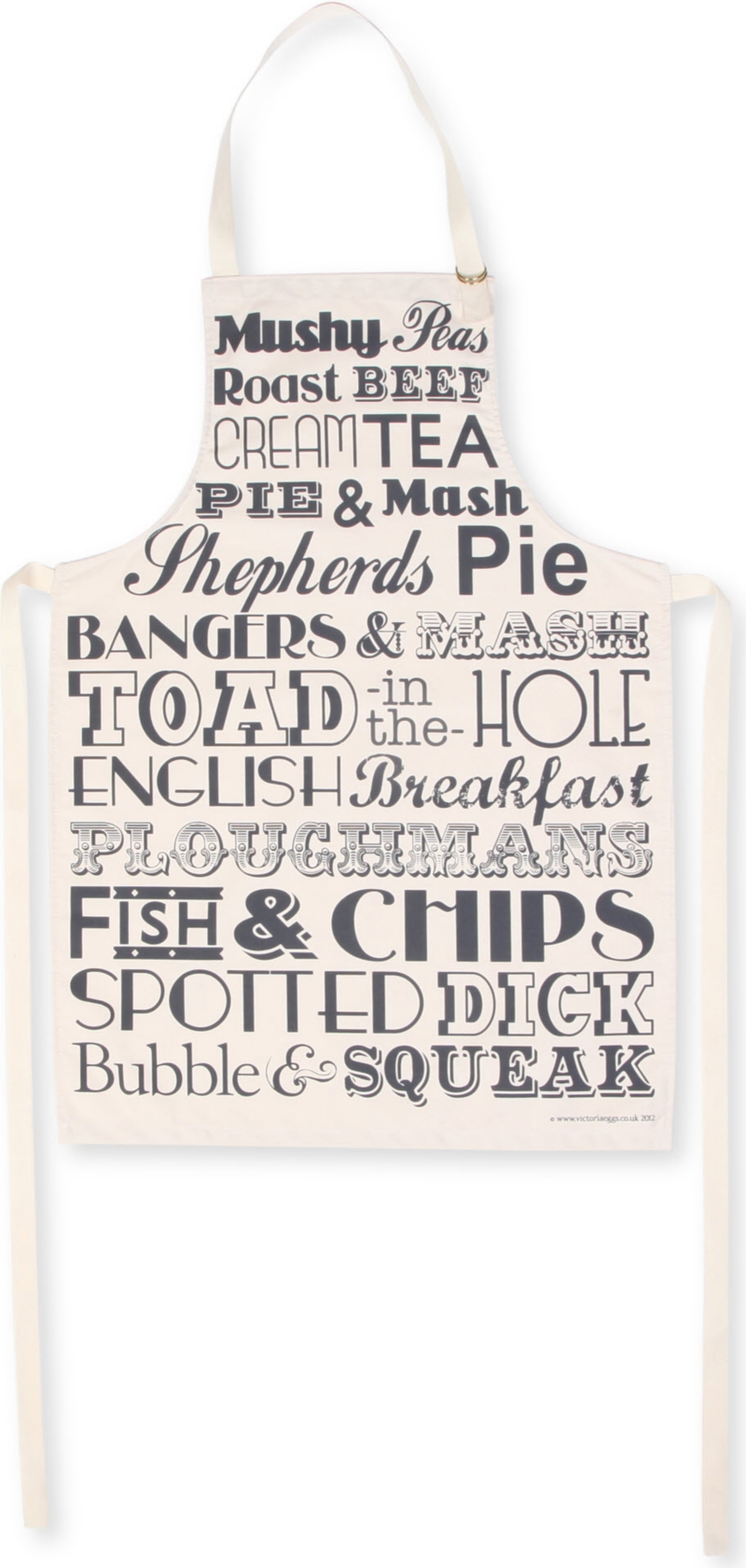 VICTORIA EGGS   English Dinner Typographic apron