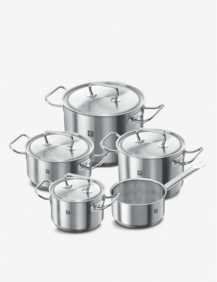 Zwilling Twin Classic, 9pc 18/10 brushed stainless steel cookware set -  Compreforce