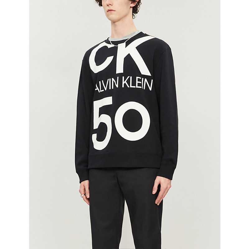 Ck Jeans Logo-print Cotton-jersey Sweatshirt In Black