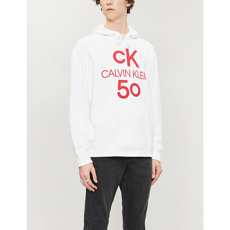 Ck Jeans Logo-print Cotton-jersey Sweatshirt In Bright White