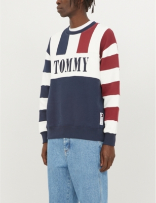 Tommy Jeans Logo-print Cotton-jersey Sweatshirt In Navy Blazer Multi