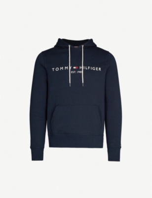 TOMMY HILFIGER: Logo-embroidered cotton-blend hoody