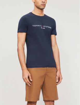 Shop Tommy Hilfiger Men's Sky Captain Logo-embroidered Cotton T-shirt