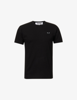 Shop Comme Des Garçons Play Comme Des Garcons Play Mens Black Heart-appliqué Cotton-jersey T-shirt