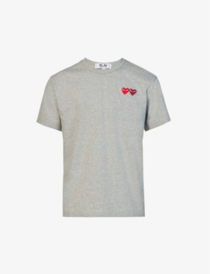 Shop Comme Des Garçons Play Comme Des Garcons Play Men's Grey Reverse-logo-print Cotton-jersey T-shirt
