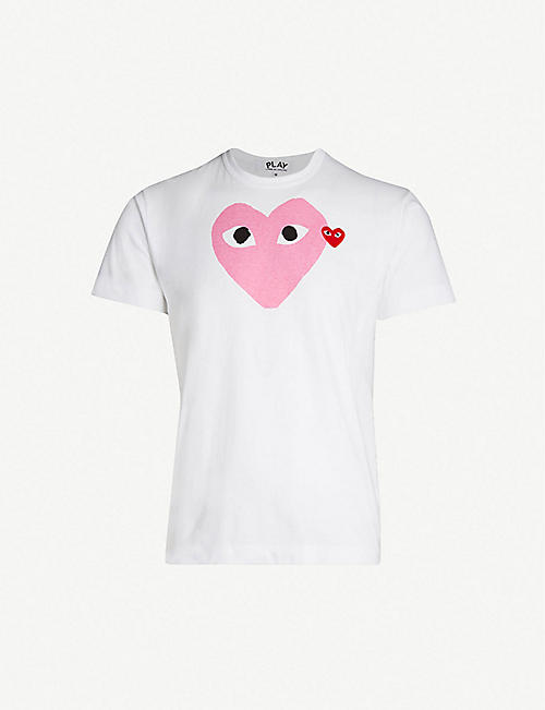 COMME DES GARCONS PLAY ：心形徽标图案纯棉平纹针织T恤