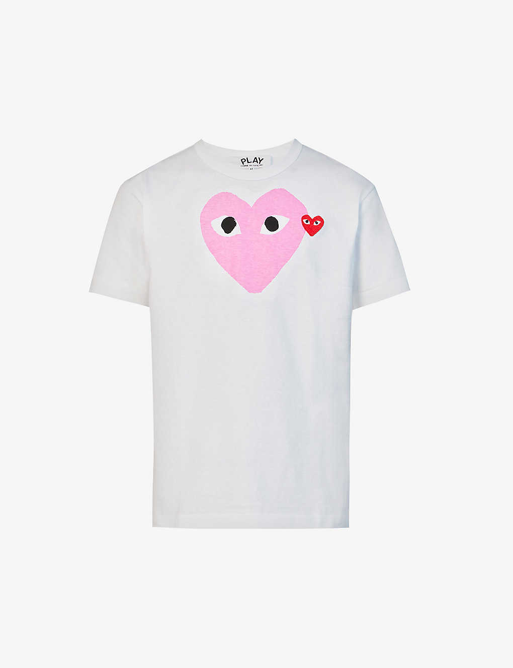 Shop Comme Des Garçons Play Comme Des Garcons Play Mens Pink Heart Logo-motif Cotton-jersey T-shirt