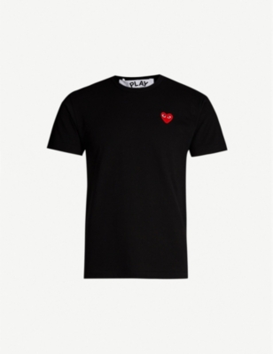 COMME DES GARCONS PLAY: Heart logo-embroidered cotton-jersey T-shirt