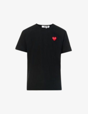 COMME DES GARCONS PLAY Heart logo-embroidered cotton-jersey T-shirt