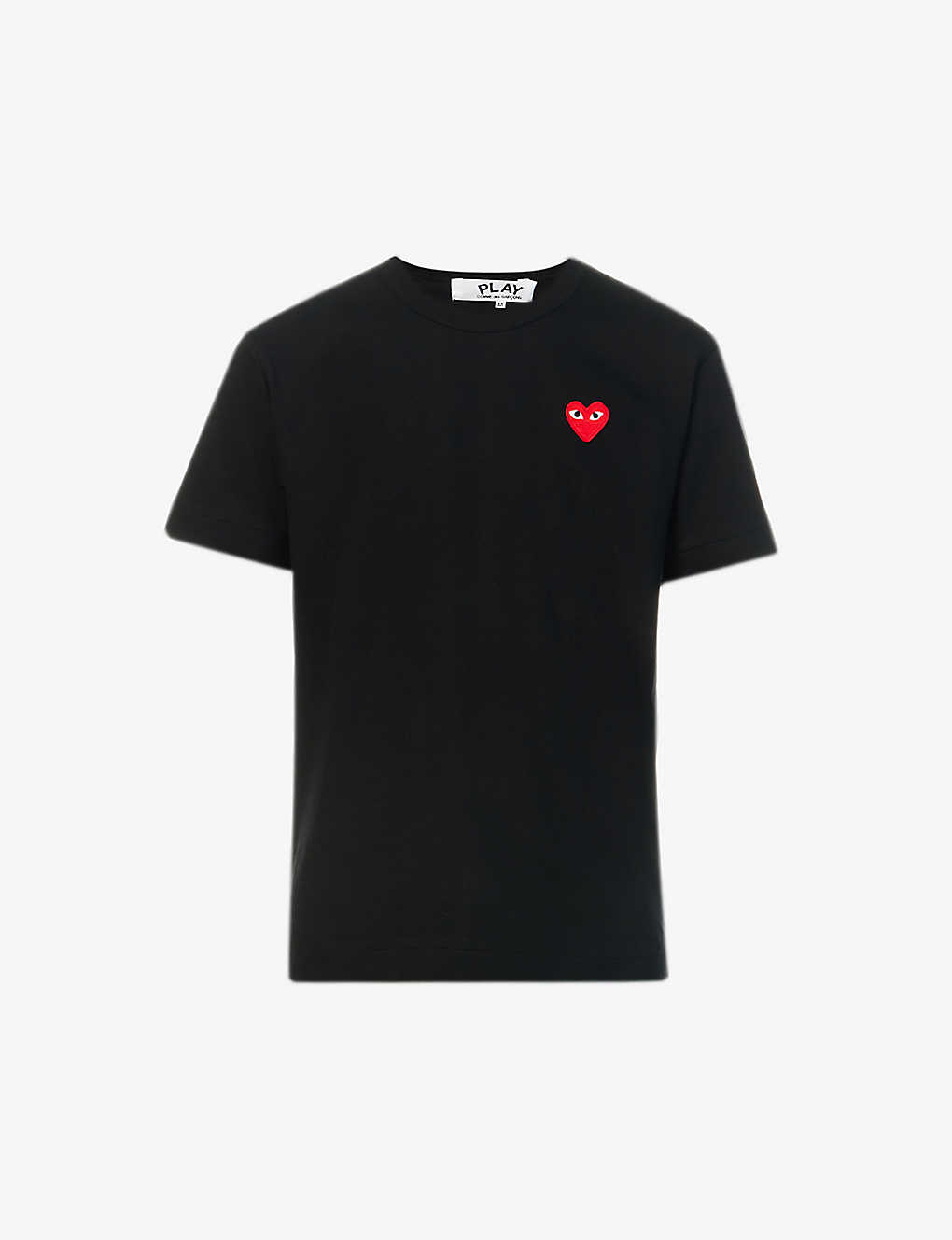 Shop Comme Des Garçons Play Heart Logo-embroidered Cotton-jersey T-shirt In Black