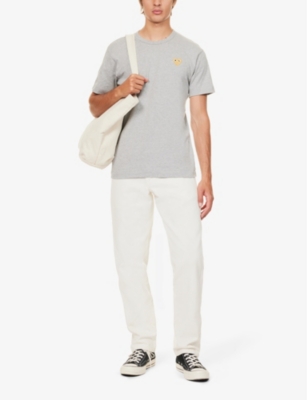 Comme Des Garçons Play Comme Des Garcons Play Mens Grey Logo-embroidery Cotton-jersey T-shirt In Grey