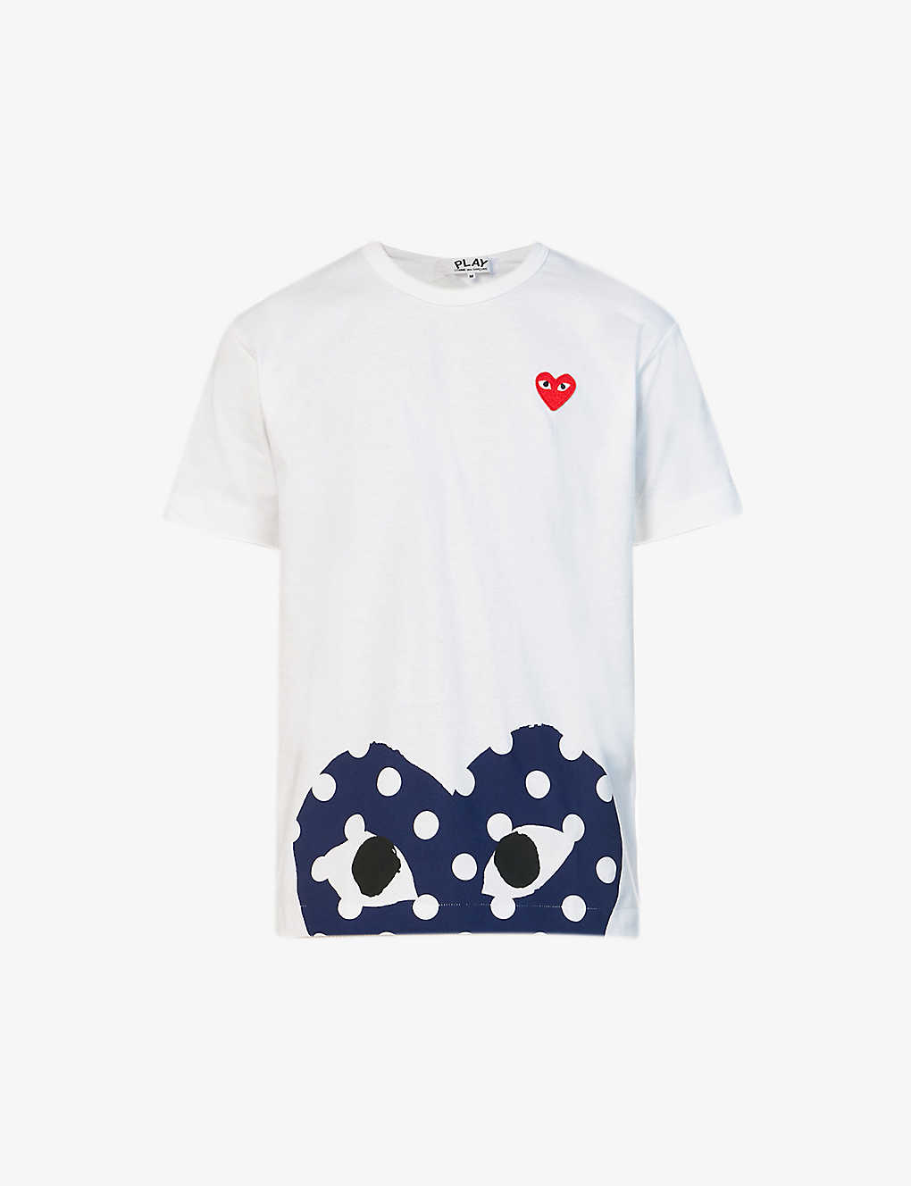 Shop Comme Des Garçons Play Polka-dot Logo-print Cotton-jersey T-shirt In White