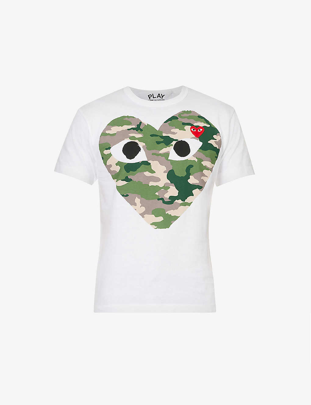 Shop Comme Des Garçons Play Comme Des Garcons Play Men's White Big Heart Camouflage Cotton-jersey T-shirt