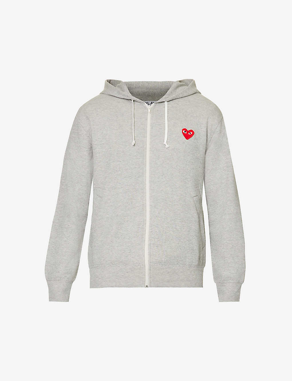 Comme Des Garçons Play Logo-embroidered Cotton-jersey Hoody In Grey